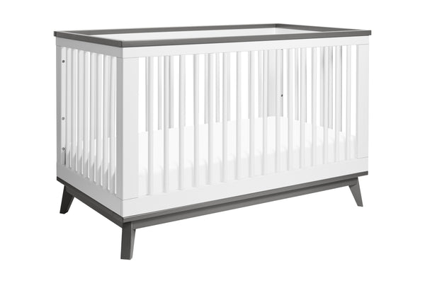 Scoot 3-in-1 Convertible Crib w/Toddler Bed Conversion Kit in White&Slate Finish